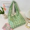 Ins New Green Lotus Shoulder Bag Fresh Printed Vest Bag Student Class Bag Laceup Schoolbag