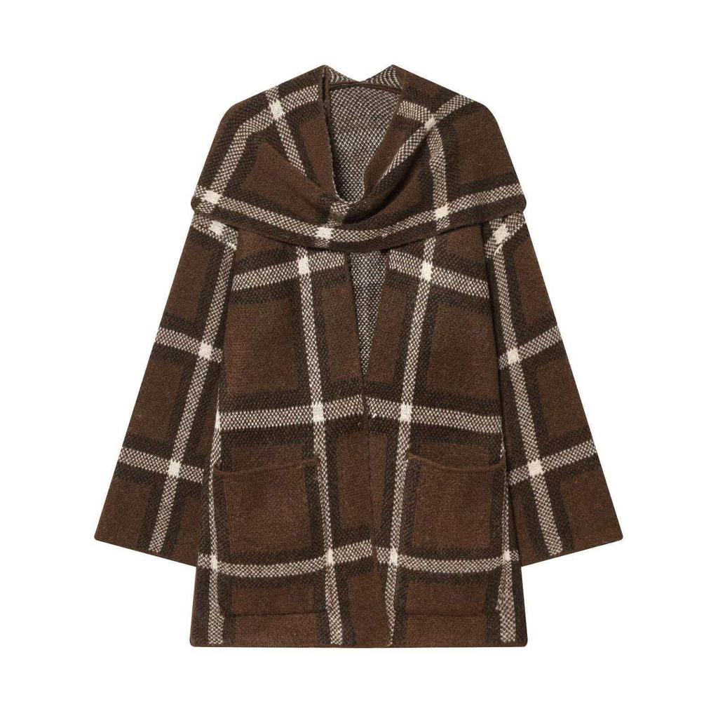 Retro Versatile Plaid Woolen Coat Women's Outerwear