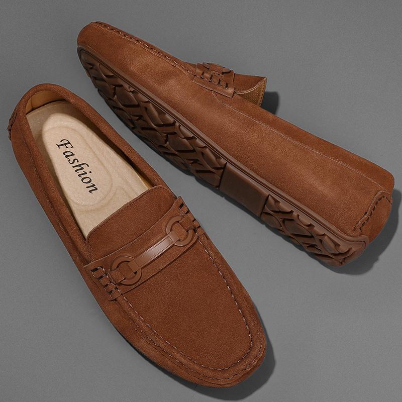 

Мужские мокасины ручной работы, сверхлегкие мокасины, дышащие туфли для вождения, нарядная обувь, замшевая кожа, мужские офисные туфли 44 коричневый