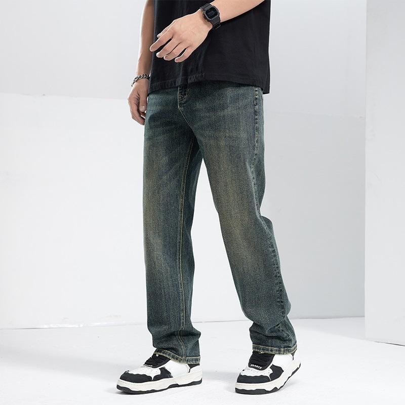 New Spring and Summer Men's Loose Straight American High Street Stretch Jeans Trousers