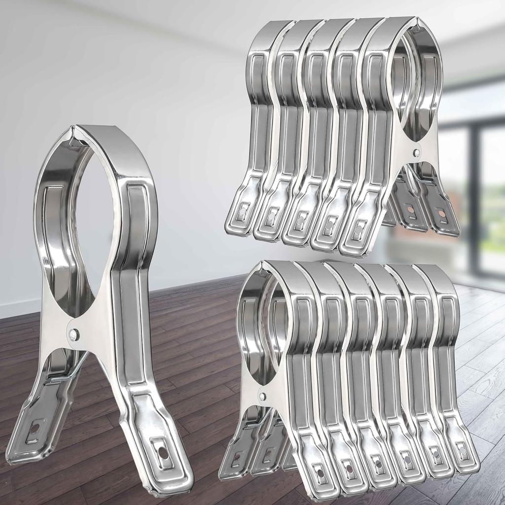 WEBI Pool Cover Clips Beach Towel Clips,12 Packs 5.5 Inch Beach Chair Clips,Above Ground Pool Cover Clamps for Chairs,Cruise,Boat,Blanket,Quilt