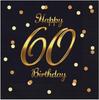 Napkins 60th Birthday Black Gold Happy Birthday Party 33X33Cm 20Pcs.