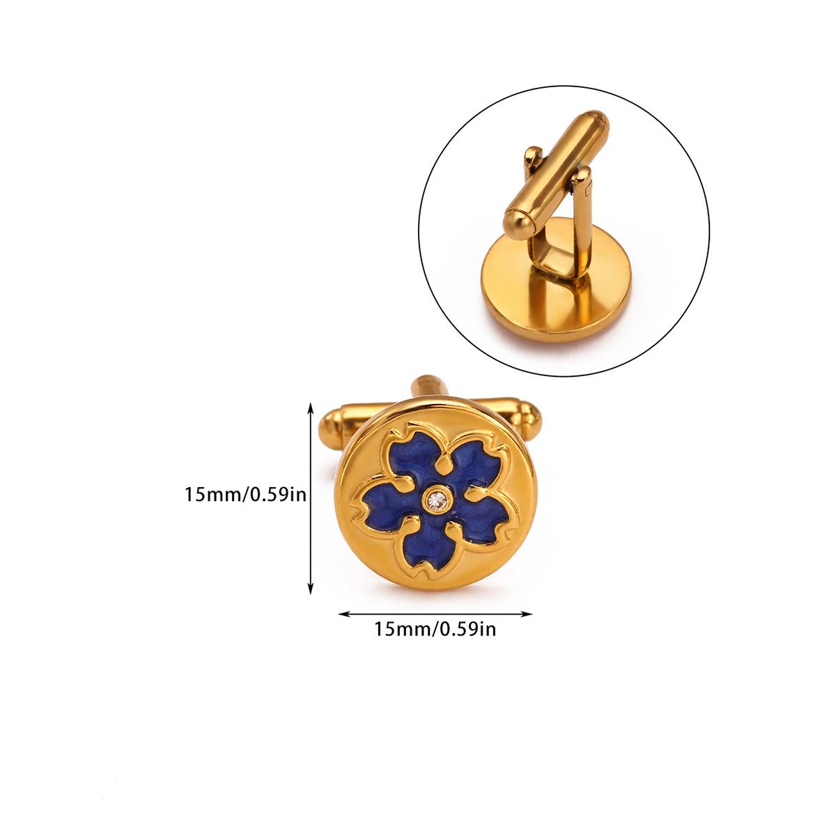 

Flower Geometric Stainless Steel Suit Cufflinks for Women Men 18K Gold-plated Sleeve Button Wedding Jewelry Accessories Gifts