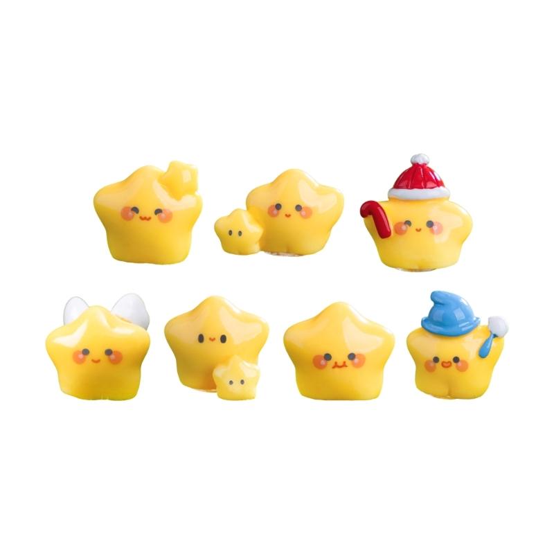 

7Pcs Miniature Resins Figurines Yellow Star Decors Garden Landscape Ornaments For DIY Crafts Home Desktop Decoration 1