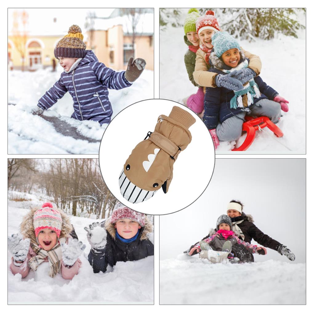 Kids Skiing Mittens Boys Girls Hand Outdoor Gloves Waterproof Child Snow Mitten Mitts Cover Windproof Thickened