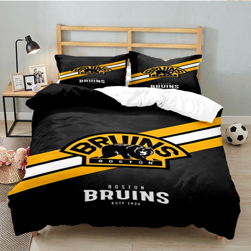 Bruins Emblem hockey 3PCS Bedding set,Ideal for 1pc Duvet Cover And 2pcs Pillowcases Perfect for Fan gift,Ideal for Bedroom, Dormitory