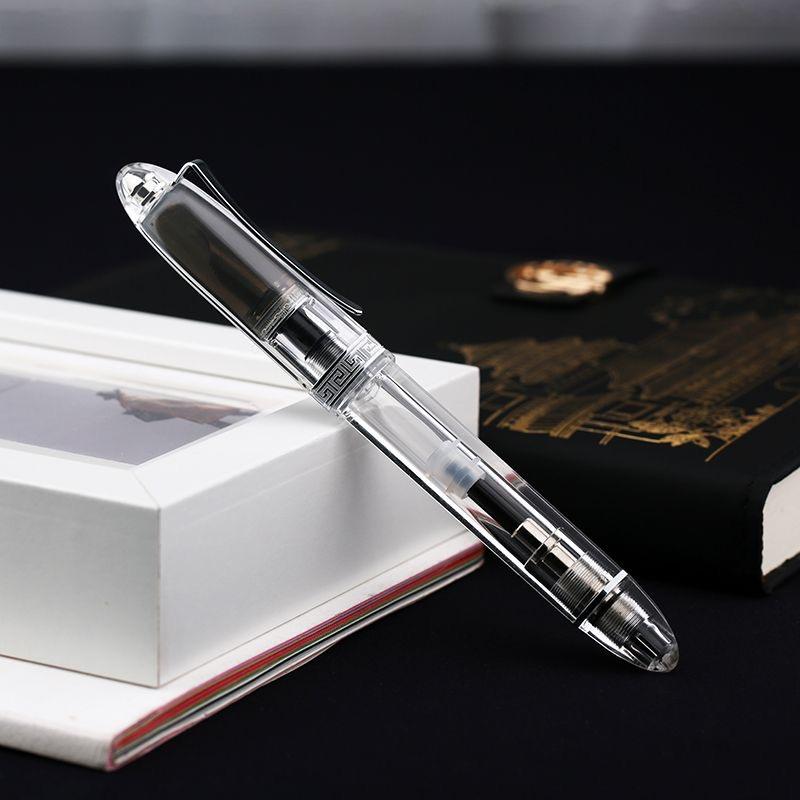 MAJOHN C5 Innovativer Kolbenfüller mit Druckmechanismus Hocheffizient Tinte aufsaugend Acryl Füllfederhalter Vakuum Große Kapazität Tinte Stift