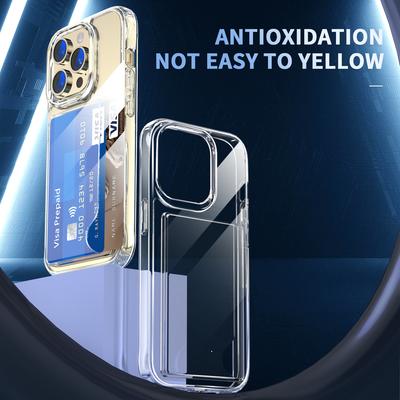 For iPhone 13 Pro Transparent Phone Case Card Holder Shockproof Corner TPU+Acrylic Phone Cover