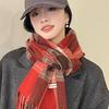 Autumn and Winter New Plaid Scarf for Women Korean Version Versatile Retro Thickened Warm Tassel Student Scarf Shawl Trendy