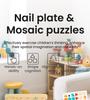2-In-1 Wooden Mosaic Puzzle & Pegboard Set - Creative Shape Building Double-Sided Early Fun Montessor Benefit Intelligence Game