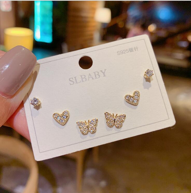 S925 Silver Asymmetric Swan & Snowflake Cat's Eye Earrings for Women