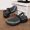 Women Round-toe Half Slippers Breathable Mesh 2 in 1 Slippers Ladies Elastic Casual Walking Shoes Lightweight Slip-ons