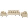 3 Piece Sofa Set with Cushions Cream Fabric