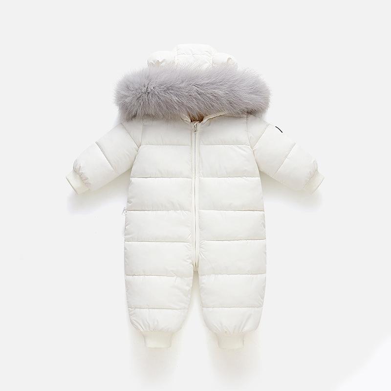Winter Baby Jumpsuit with Fur Collar and Velvet Lining