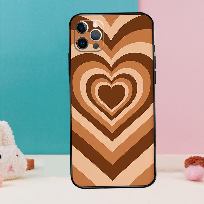 Latte Love Groovy Coffee Heart Pink Phone Case For iPhone 17 Air 16 15 14 12 11 13 Pro Max 12 13 mini 15 16 Plus 16e Cover Coque