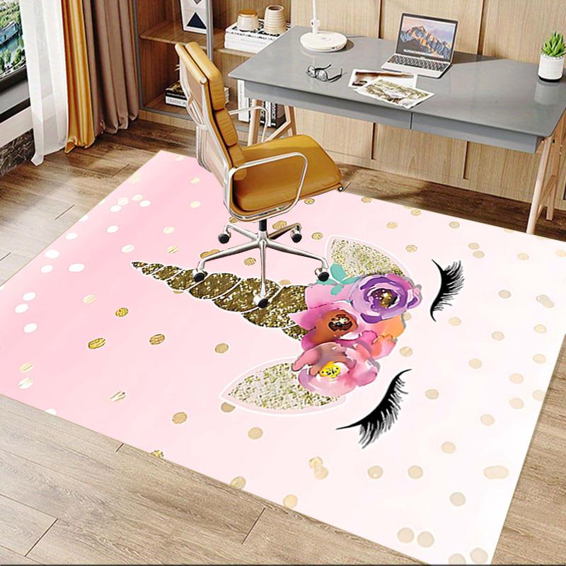 1PC Unicorn Flowers Non-Slip Floor Carpet, Office, Family, Bedroom, Studio - Large Area Rug, Vibrant Colors, Longlasting Material-X406