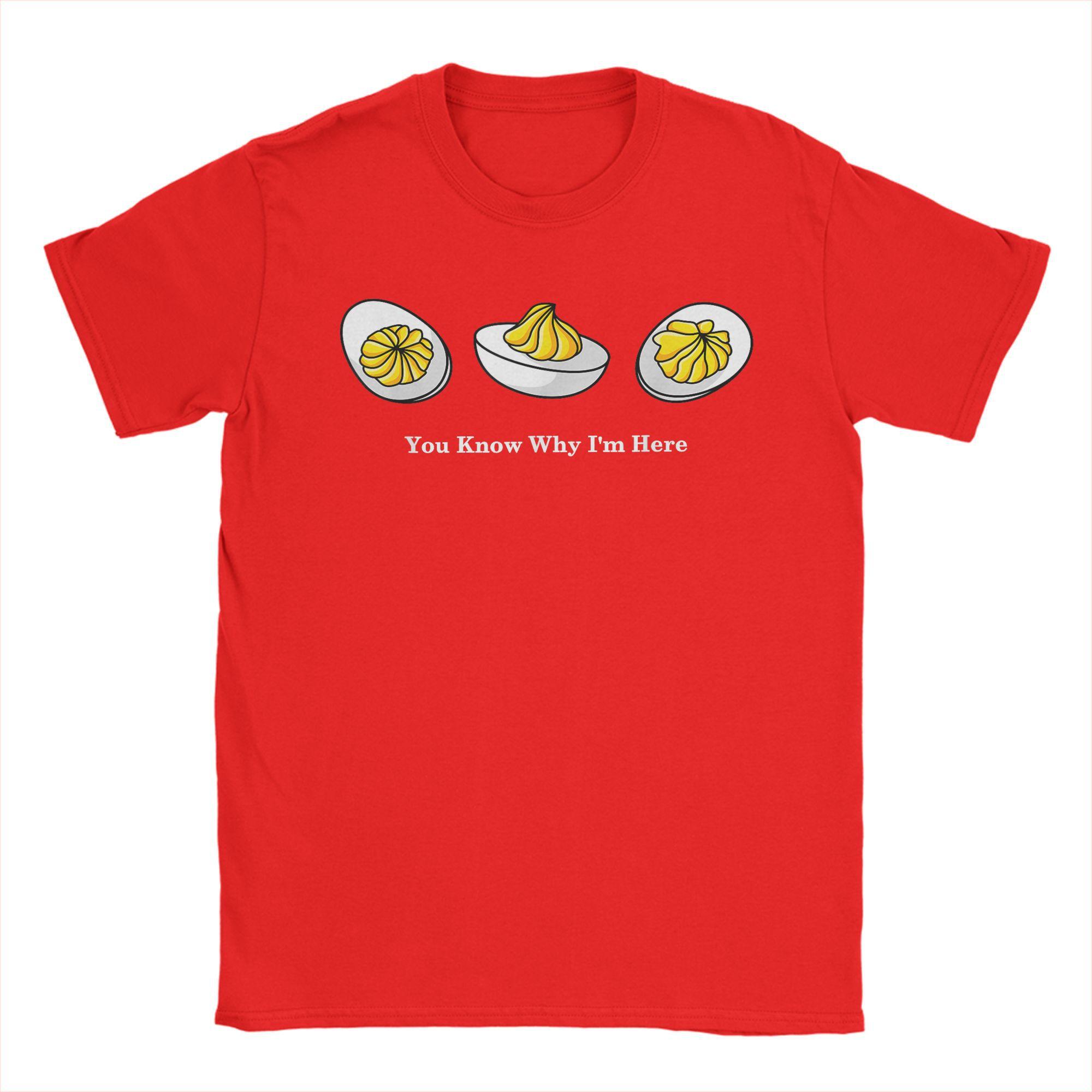Unisexs TShirt You Know Why Im Here Thanksgiving Dinner Deviled Egg Cotton Tee Shirt Short Sleeve T Shirts Crew Neck Clothes S
