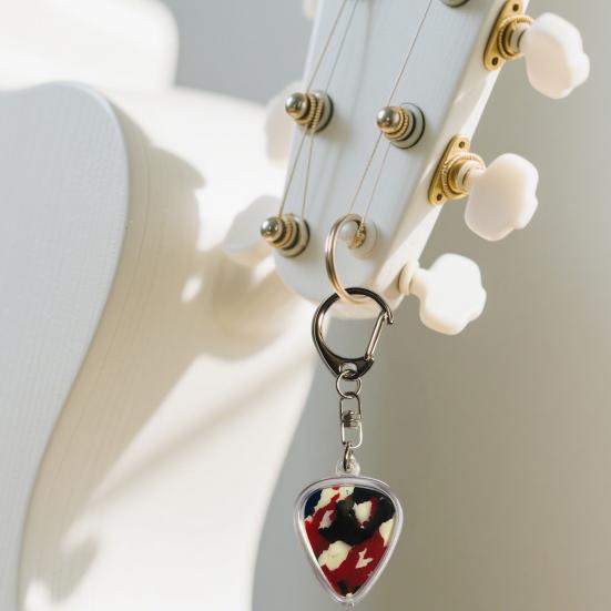 Heart-Shaped Guitar Pick Holder Keychain Clear Case Portable Acoustic Guitar