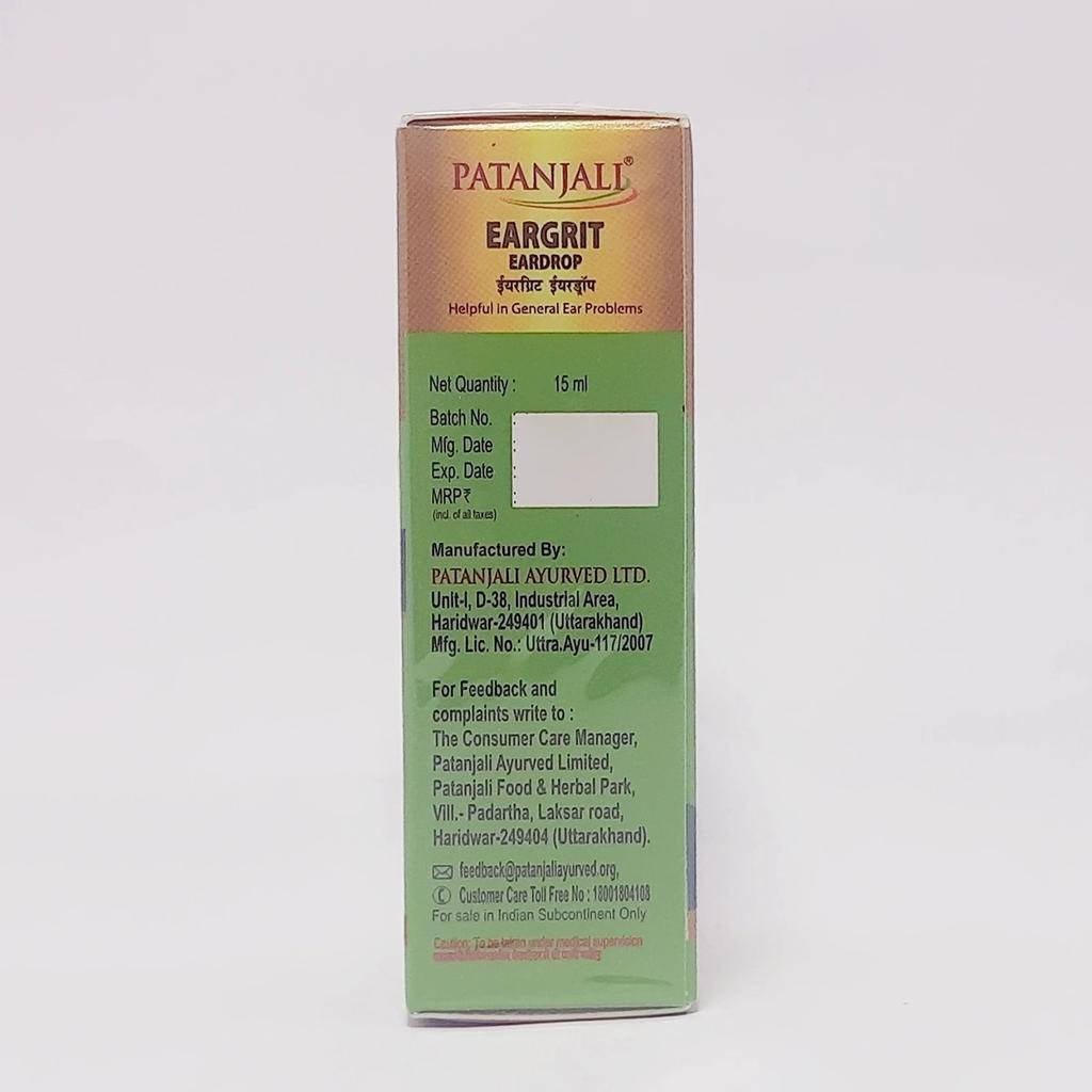 Patanjali Eargrit Eardrop, With Helpful In General Ear Problems | 15ml, Pack Of 1