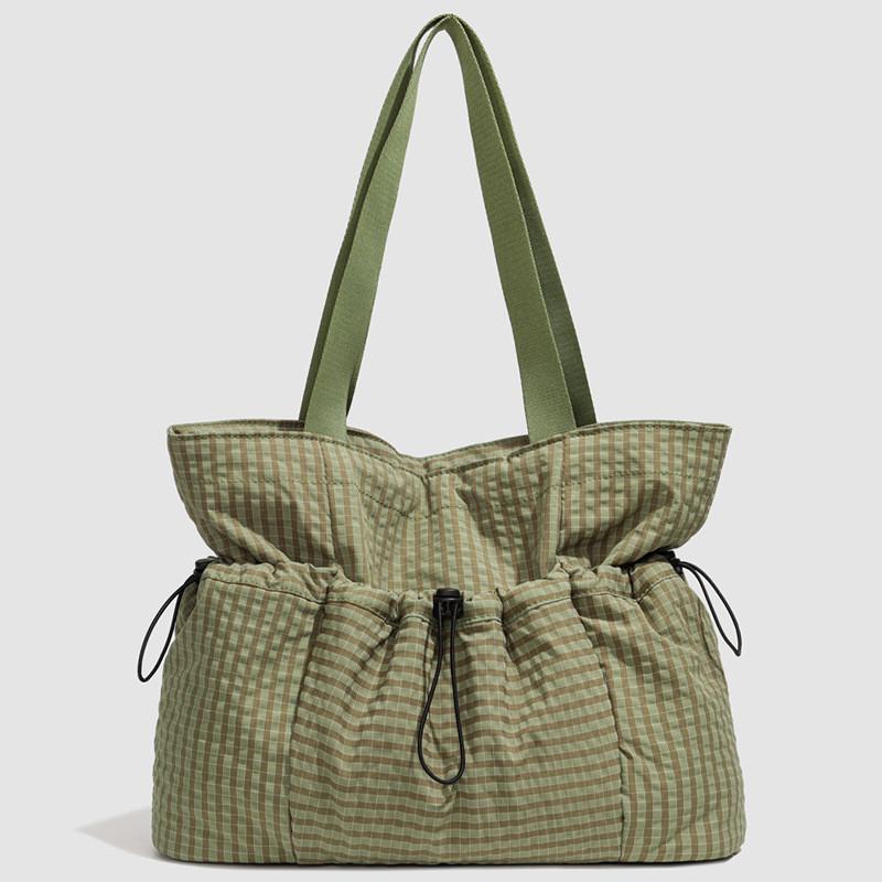 Fashion Plaid Tote Bag With Nylon Material For Casual Daily Use Womens Street Style