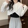 Women's Trendy Slimming Two-Piece Set: European and American Style Loose Fit Short Sweatshirt & Vest