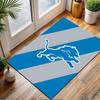Blue Lion Design On Striped Background Patterned Carpet, Non Slip Mat Suitable for Living Room and Bedroom Sofas