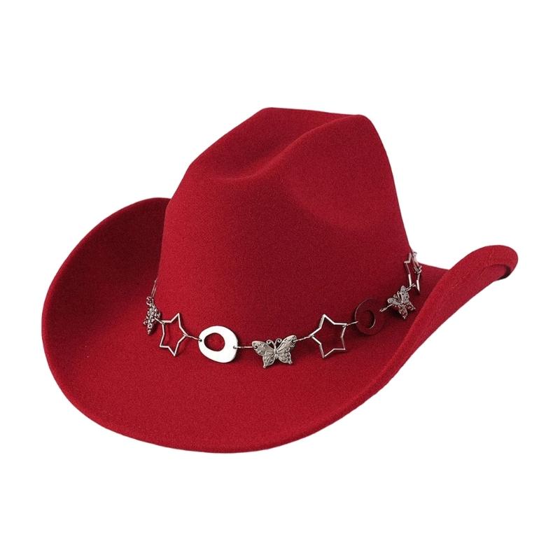 Fashion Star Butterfly Chain Cowboy Cap For Women Men Western Hat Fashion Accessory for Music Festival Theme Party