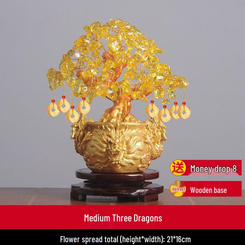 Glückbaum Citrin Ornament für Wohnzimmerdekoration oder Eröffnungsgeschenk
