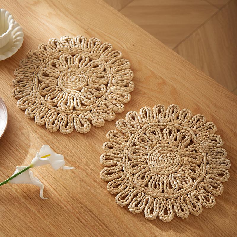Woven Casserole Mat, Corn Husk Straw Placemat, Thermal Insulation Table Mat, Thermal Insulation Mat, Coaster, Corn Husk Thermal Insulation Mat.