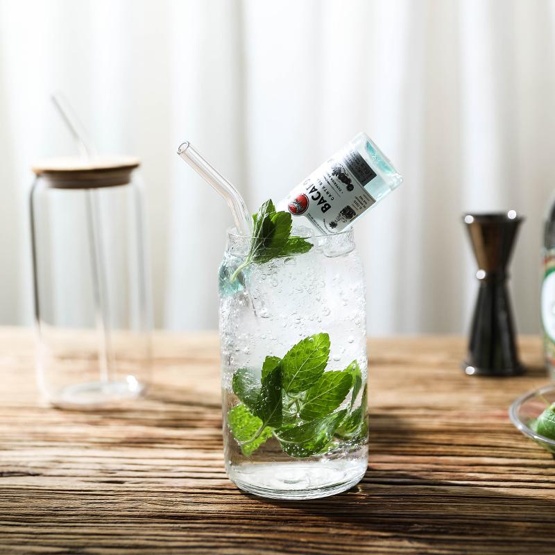 Przezroczysty kubek puszkowy Domowy napój Kawa Cola Szklanka do wody ze słomką Szklany