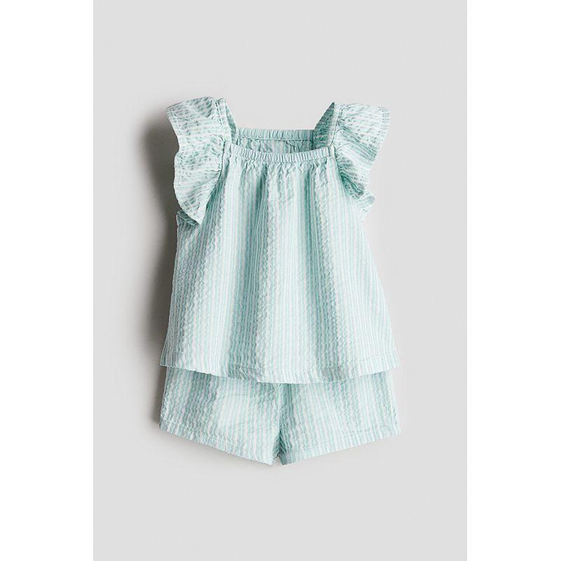 

HM Children s Clothing Infant Suit (Girl) 2-Piece Summer New Arrival Western Style Flounced Sleeve Loose Short Sleeve Tops Shorts 1123543