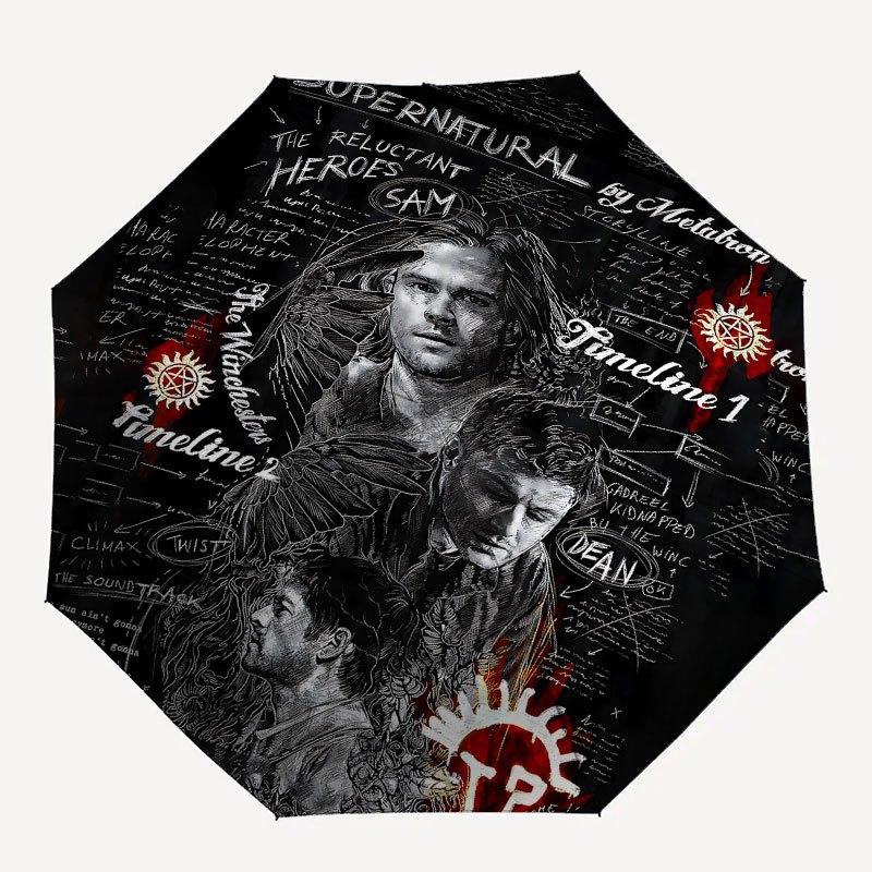 

1pc Supernatural Automatic Opening/Closing Umbrella with Convenient Three-Fold Design, 8 Iron Ribs - for Outdoor Daily UseA18