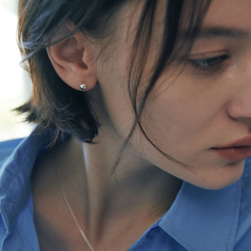 green [925 silver] Two.silver.164 / high ball earring (5mm)