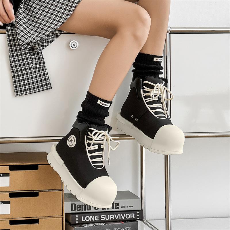 Tide shoes Mickey big head high-top shoes men and women niche black thick baseplate shoes couple height increase 7230-6230-K