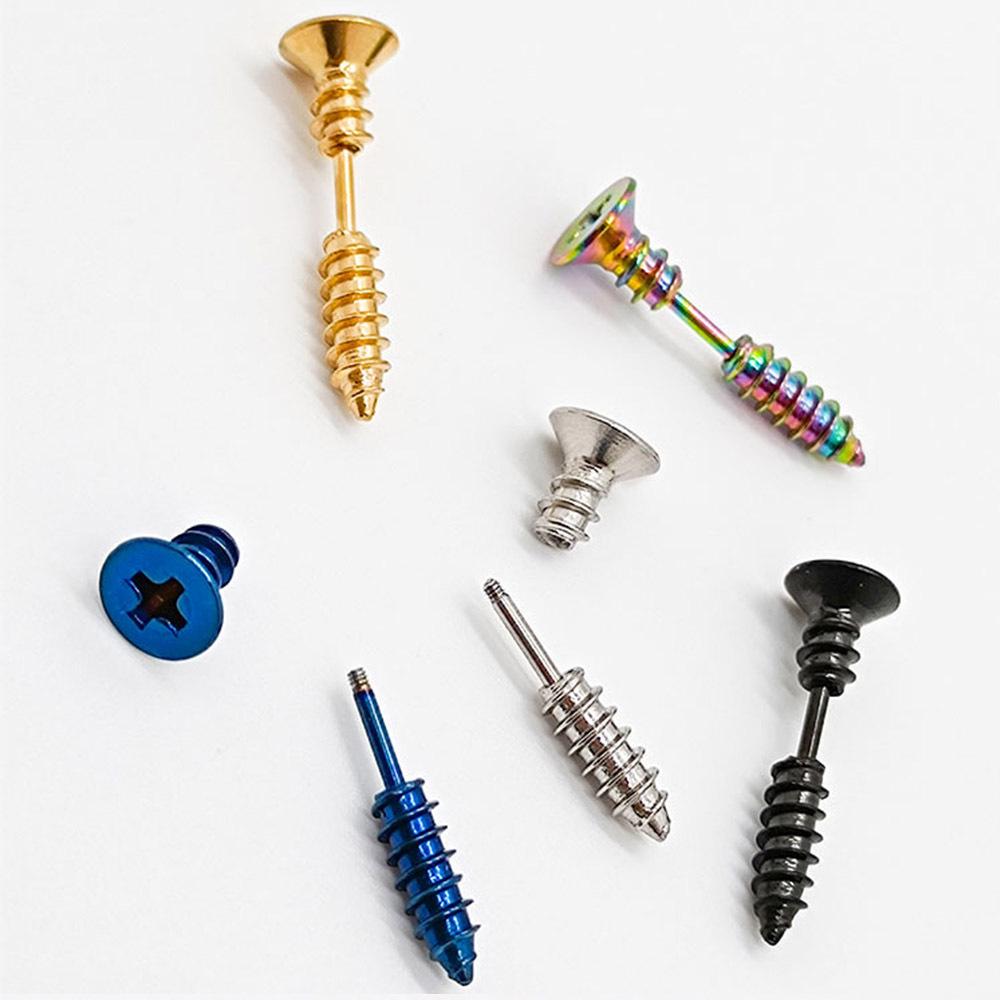 Stainless Steel Screw Stud Earrings: Trendy European & American Style for Halloween Body Piercing