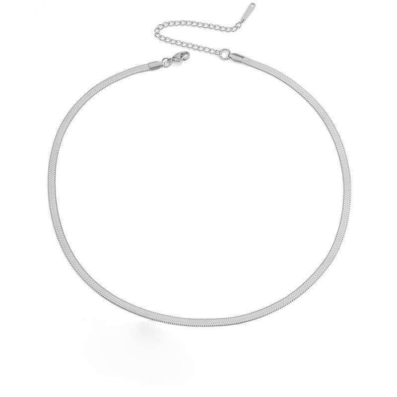 New Necklace, Plain Chain Without Pendant, Snake Bone Chain, Stainless Steel, Simple and Fashionable Accessory Necklace 2mm40+5cm