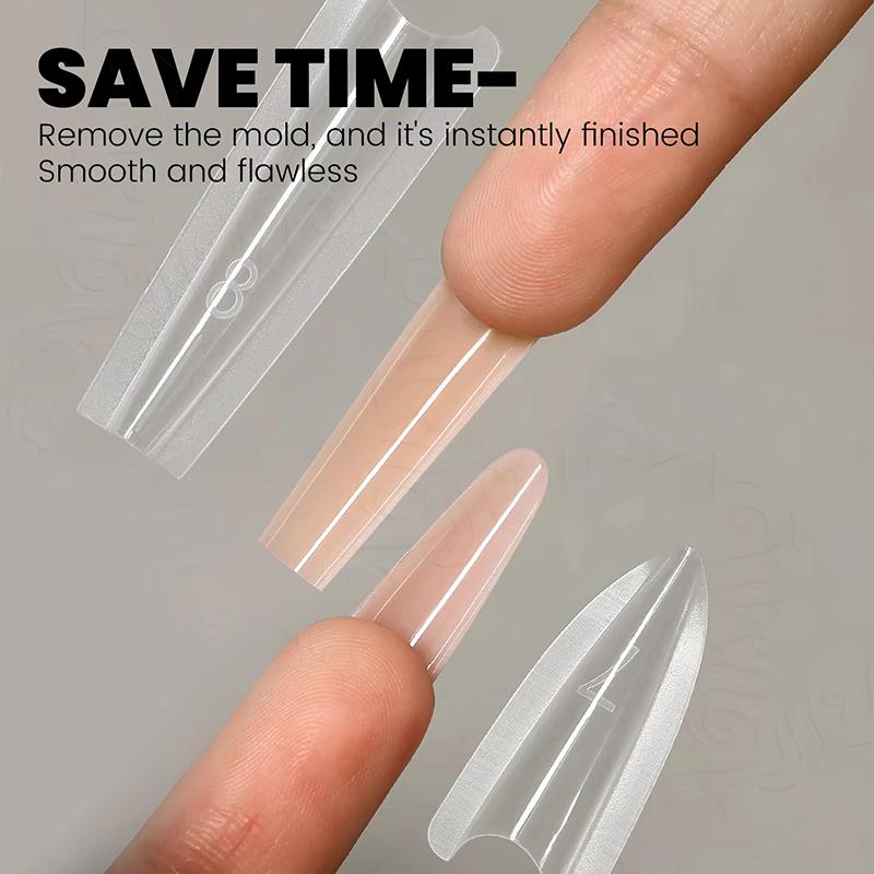 Sandwich Dual Nail Forms 240Pcs 15Size Extensions-Dual Forms Coffin Oval Almond Nail Forms Top Mold Bottom Mold Extensions