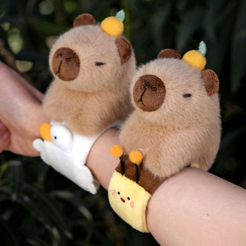 Capybara with Tangerine Plush Bracelet Fun Accessory for Children Kids Bracelet Cartoon Wristband Photo Props