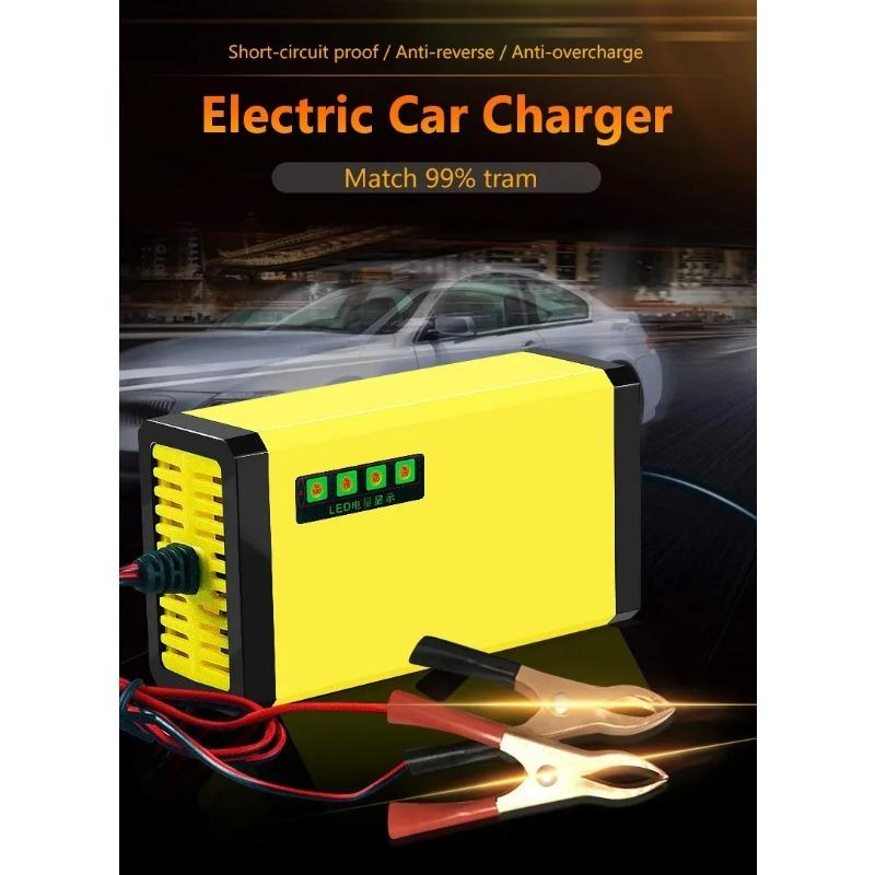 Chargeur de Batterie 12V 2A Chargeur de Batterie Voiture Moto Affichage LED Protection Multiple Réglage Courant Tension Réparation Pulsée