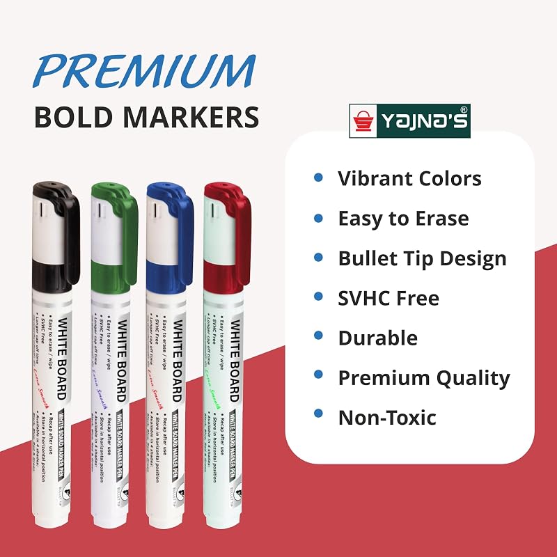 YAJNAS Whiteboard Markers Assorted Ink Colours Markers for School & Office Stationery Items Markers (Blue-10)