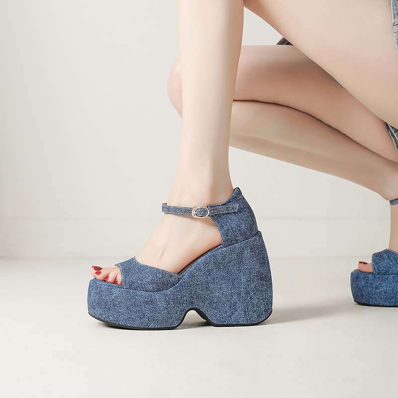 Krazing Pot Polyurethane Spring Autumn Size 43 Women Platform Super High Heels Women Round Toe Waterproof Pumps