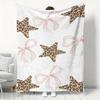 Leopard Print Star Flannel Blanket - Bed, Sofa, Office, Travel, Gift, Decor, Chair, Cozy and Warm, Christmas
