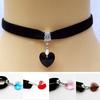 Women's Retro Gothic Velvet Rhinestone Heart Pendant Choker Collar Necklace