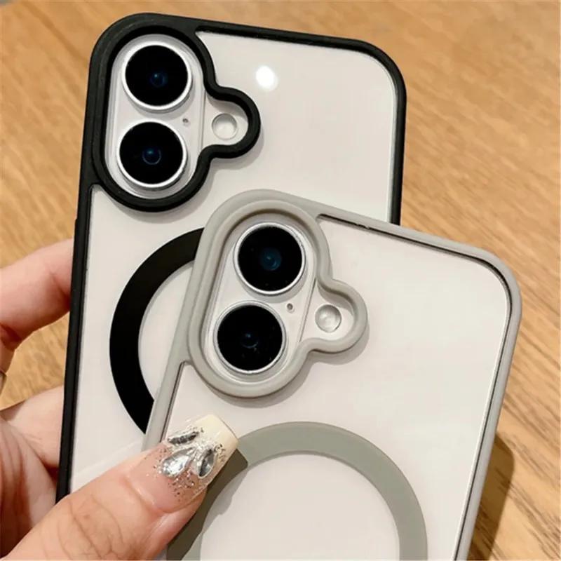 Funda magnética transparente de moda para carga inalámbrica Magsafe para iPhone 16, 15, 14 Plus, 13, 12 Mini, 11 Pro Max, XS Max XR, cubierta acrílica