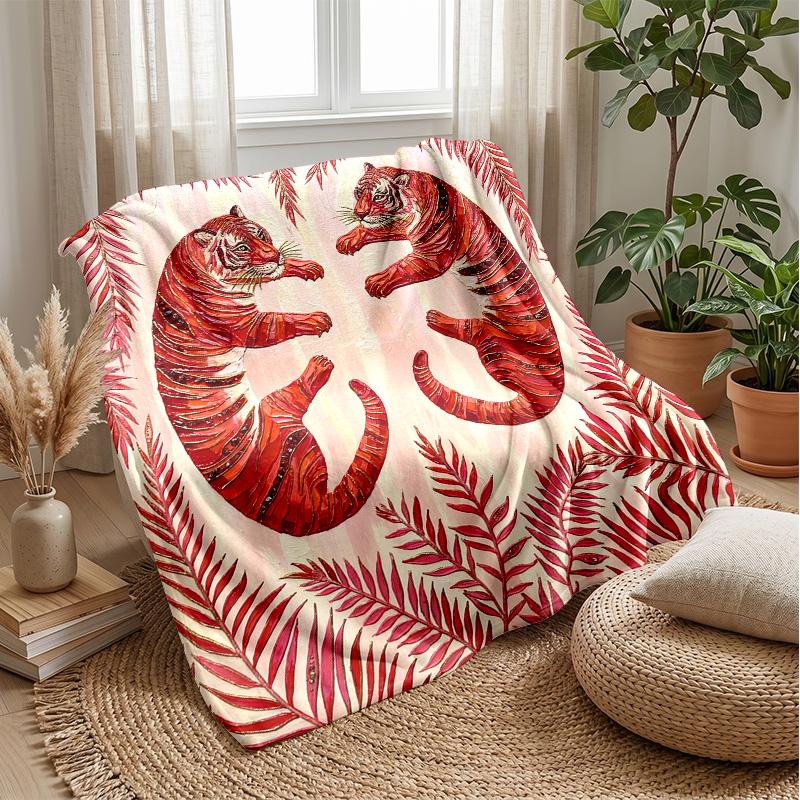 Tiger Artwork Design 2 Theme blanket Lightweight Warm Flannel Blanket Decorative Throw Blanket for Home Decoration