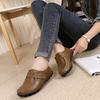 Womens Genuine Leather Mother Shoes Nurse Shoes Middle Aged Elderly Flat Bottom Non Slip Peas Shoes Comfortable