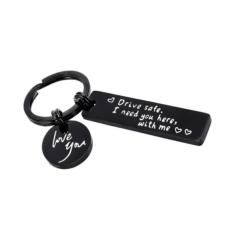 Keychain Pendant Drive Safe Love You Holiday Gift Stainless Steel Keychain Stainless Steel Keychain for Backpack Bag Pendant