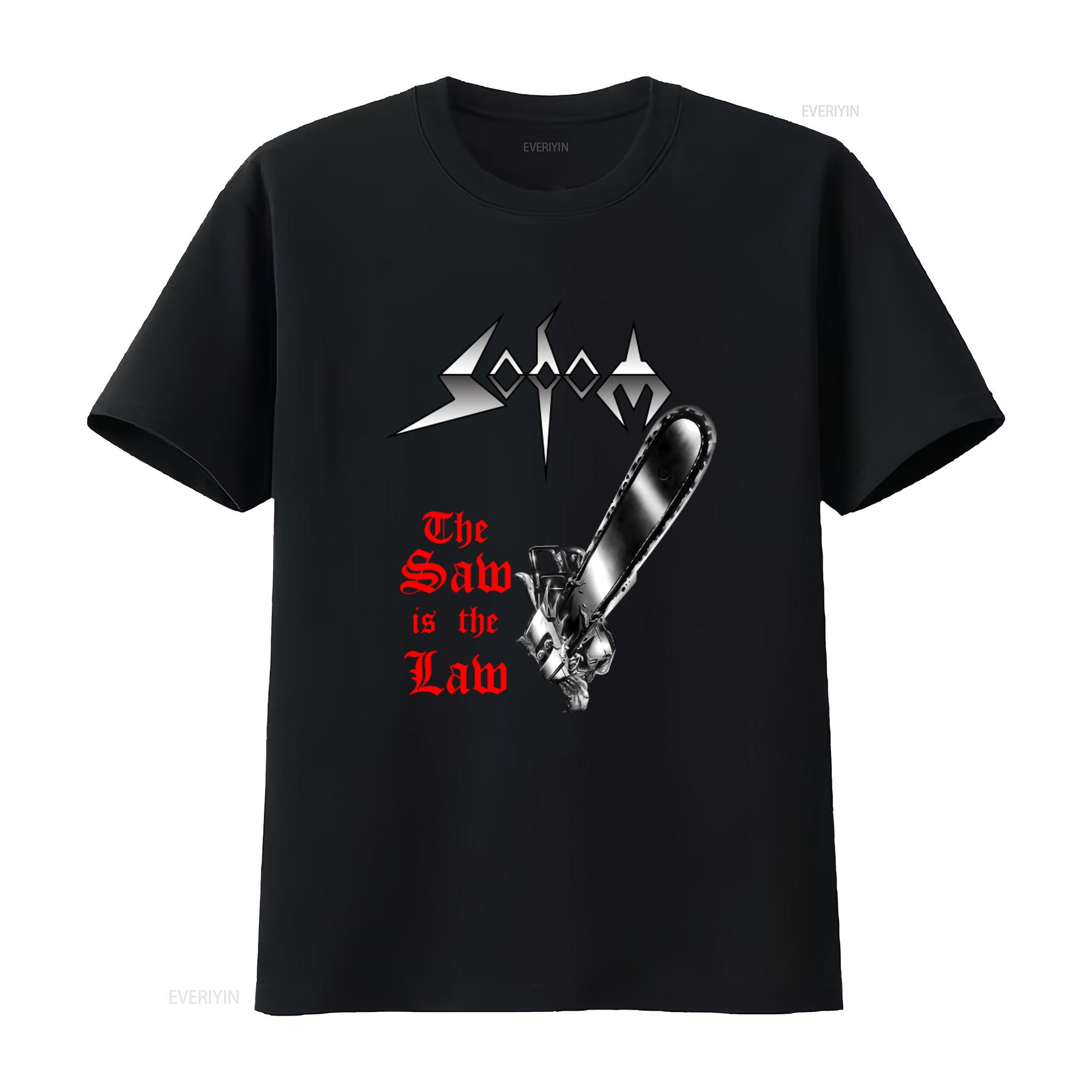 

Vintage Sodom The Saw Is Law T Shirt Heavy Metal Band Design for Men Sizes S 234XL vintage Washed Stylish homme Casual 4XL