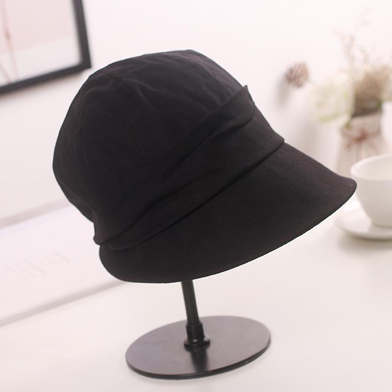 Damen Frühling/Sommer Koreanischer Stil Entenschnabel Baskenmütze: Retro Plissee Fischerhut mit kleiner Krempe für trendige Urlaubskleidung.