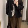 Women's 2025 Japanese Retro Black Trench Coat - Early Autumn/Spring Casual Jacket